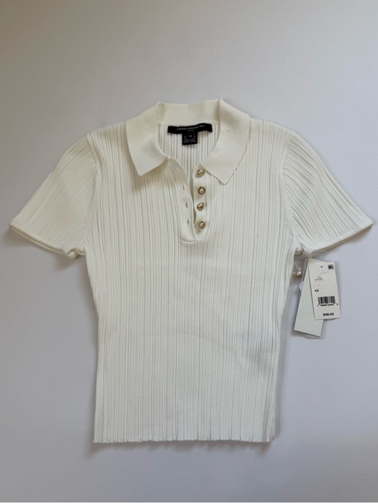 French Connection Tops - NWT French Connection Ribbed Knit Polo Top Pearl Buttons XS Ivory